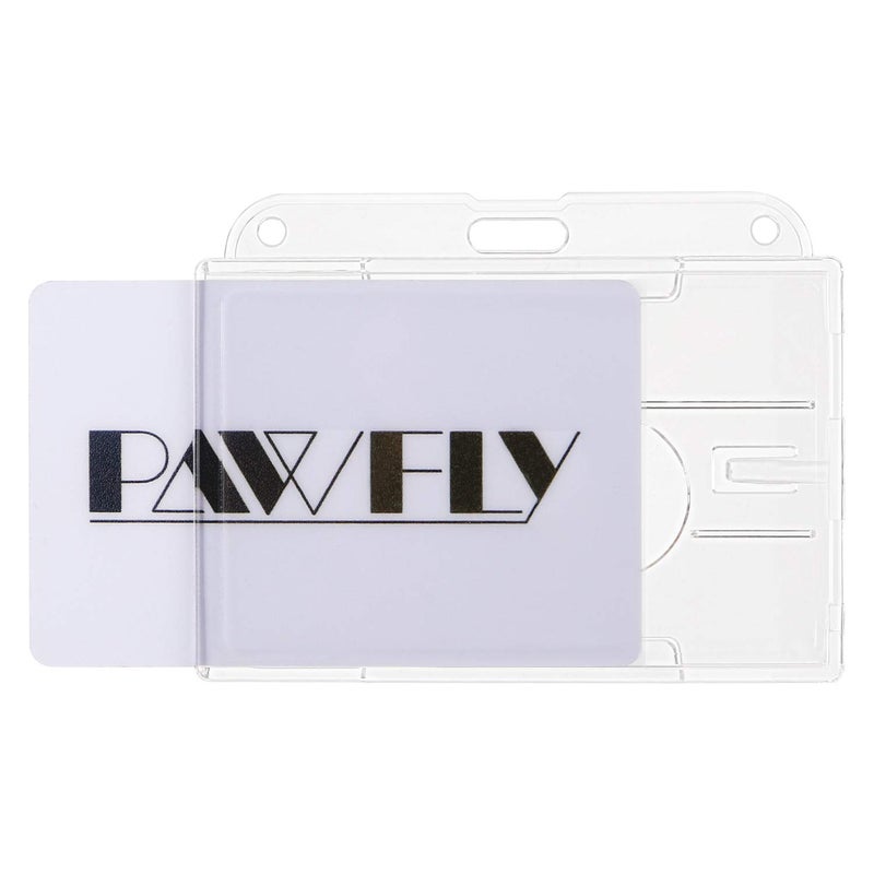 Pawfly 5 Pack Horizontal 2-Card Badge Holder with Thumb Slot Hard Transparent PC Case Protector for Office School IDs Credit Cards Driverâ€™s Licenses and Passes - Image 1